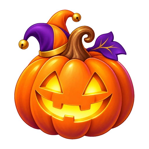 Pumpkin Pal with glowing eyes and a cheeky smile